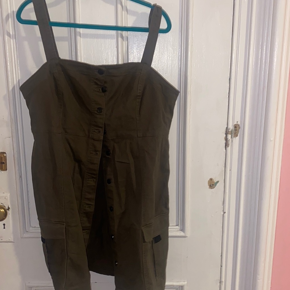 cargo green button up dress